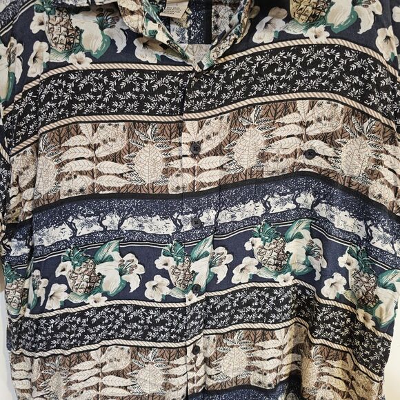 Bruno Mens Short Sleeve Button Shirt Hawaiian Tropical Floral - SIZE Large - Picture 7 of 7